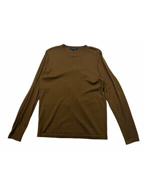 Patrick Assaraf Merino Wool Crewneck Sweater Brown Size M